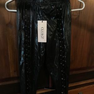 Black tie up leggings